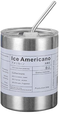 Tazza da caffè con isolamento ghiacciato americano, in acciaio inox, 320 ml, bicchiere sottovuoto a doppio strato, per mantenere le tue bevande calde o fredde da trasportare.