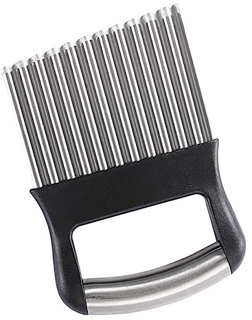 ABOOFAN Coltello Ondulato per Verdure in Acciaio Inox Nero
