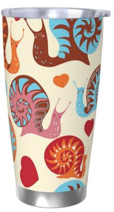 WSHFFILO Niedliche Schnecke bedruckte 590 ml Edelstahltasse Autobecher tragbarer Thermobecher
