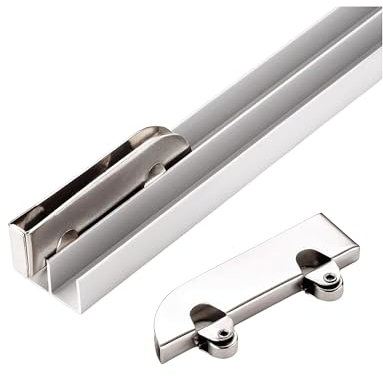 Aluminum Alloy Track Wheel Accessories, Thickened 5mm Aluminum Alloy Glass Sliding Door Double Track Display Cabinet Slide(80cm/31.5in)