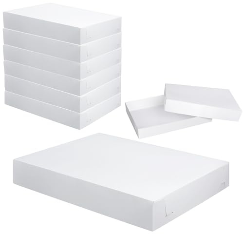 Chivertion 6 Pack Full Sheet Cake Box 26 x 18 x 4 Inch Non Window Bakery Tray Full Sheet Cup Cake Box for Party Bread Display Kitchen Bakery Home Birthday (White)