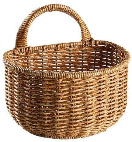 Cesta de pared tejida | Canasta de frutas colgante de 6.02 pulgadas | Cesta colgante de pared | Dale estilo a tu espacio, organizador bohemio de ratán de imitación para alféizar de la ventana de la