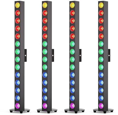 14 * 20W COB Wallwasher Luz de Escenario Barra, Foco de Efecto LED RGBW Ángulo de Haz 25° Control de Punto DMX512 Luz de Fiesta Estroboscópica para Dj Halloween Exteriores Disco 4PCS