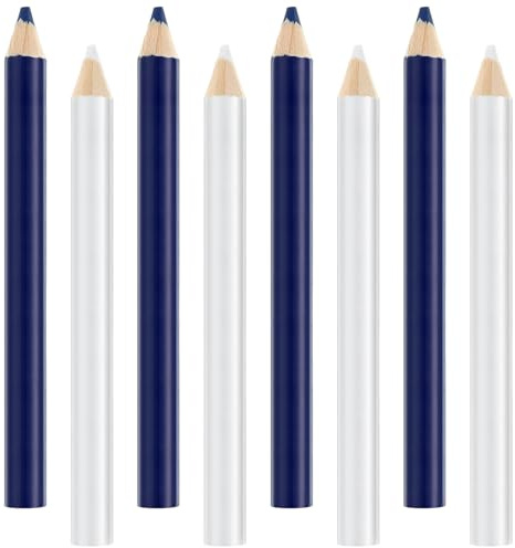 Tweruna 8 PCS Fabric Pencil for Sewing, White and Blue Fabric Chalk for Sewing, Tailors Chalk Pencil for Dressmakers DIY Crafts