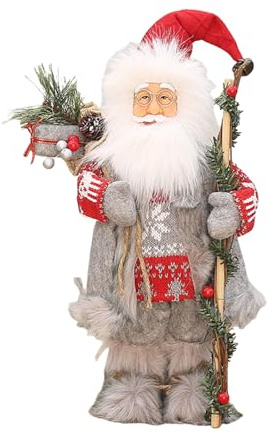 HINAYOSAN Figurine de Père Noël Décoration de Noël pour cheminées, étagère, table à manger, intérieur et extérieur, décoration de vacances d'hiver, fournitures de fête du Père Noël