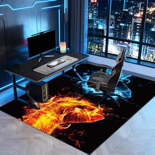 Zteiuqx rutschfest Gaming Teppich, Bodenschutzmatte Bürostuhl, Schreibtischstuhl Unterlage für Laminat, Bürostuhl Unterlage für Parkett und Hartböden 80 x 120 cm