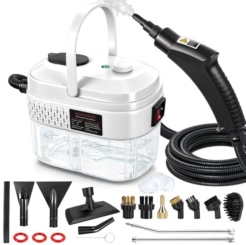 Kiaxffy Dampfreiniger Handgerät, 3st einstellbarer 15s Aufheizzeit | 1,4l Wassertank, Dampfreiniger mit 14 Zubehör, Dampfreiniger handgerät für Alles Küche, Badezimmern, Boden, Autos, Fenstern