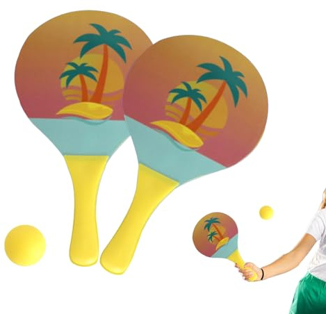 Set Badmintonschläger Verdickt - Paar Schläger Holz Training mit 1 Ball | Badminton Outdoor für Kinder Erwachsene Anfänger | Leichte Schläger Holz PVC für Garten