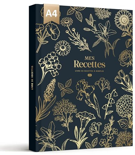 BIROYAL Carnet de Recettes à Remplir A4, 114 Recettes, Bleu marine | Papier Épais 120g, Grand Espace d'Écriture, Table de Conversion & Calendrier Saisonnier, Pour cuisiniers amateurs & famille