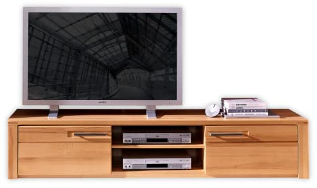 Stella Trading Nature Plus TV-Board teil-massiv aus Kernbuchenholz - hochwertiges Low-Board für Ihr Wohnzimmer - 190 x 36 x 45 cm (B/H/T), Kernbuche
