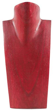Coco Papaya Busto - Espositore per collane in legno massello, 25 cm, colore: Rosso