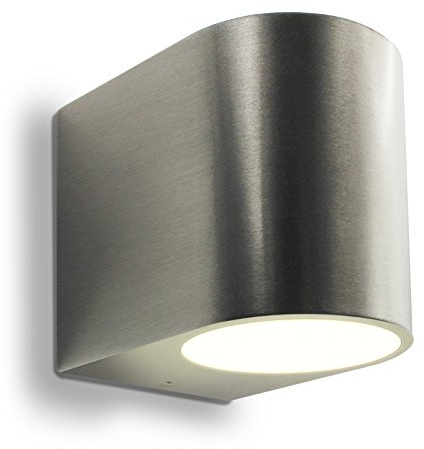 LED Wandleuchte für Innen- und Außen Edelstahl 1-flammig beidseitig montierbar (Up Down) mit Montagezubehör und LED Leuchtmittel dimmbar warmweiß wetterfest mit der Schutzart IP44 GU10-230V (Form: G)