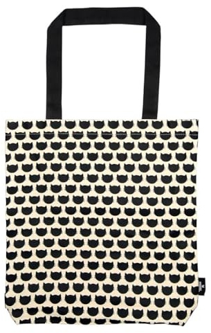 Ed, the Cat Baumwollshopper, Stofftasche aus 100% Baumwolle, mit Katzenmotiv, Shopper mit Standboden für Einkäufe, Büro oder Uni, 39 x 42 cm
