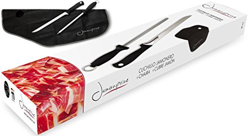 Schinkenmesser mit Wetzstahl und Schinkenabdeckung - Ideales Set für das Schneiden von Iberico Pata Negra, Serrano Schinken (Jamón) & Prosciutto