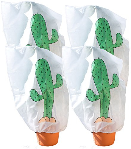 infactory Pflanzenwinterschutze: 4er-Set Winterschutz-Haube Kaktus für Pflanzen, 110 x 120 cm (Wintervlies zum Pflanzenschutz, Winterfliese, Rose)