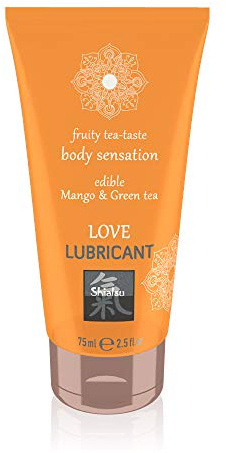 SHIATSU Essbares Gleitgel Auf Wasserbasis Mit Dem Erlesenen Geschmack Von Mango & Grünen Tee, Verwöhnen Sie Ihre Sinne, 75 ml