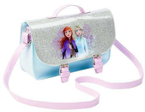 Disney Handtasche Mädchen Trend Umhängetasche Kinder Schultertasche Kindertasche Geschenke für Mädchen Teenager Prinzessinnen Glitzer Eiskönigin Frozen Anna ELSA (Blau/Silber Frozen)