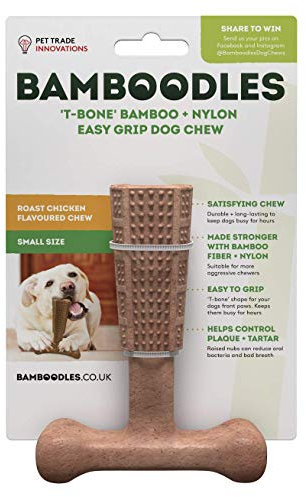Bamboodles T-Bone Dog Chew Toy – Small | Chicken Flavour | Long Lasting Chew toy for Small Dogs | Durable Chew Toy to Satisfy Chewing Instincts