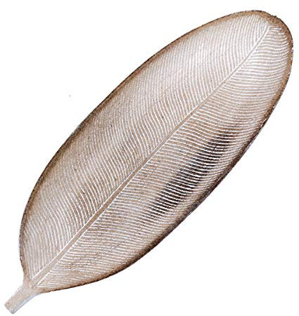 Flanacom Premium Dekoschale aus Holz - Tisch-Deko mit Verzierungen - Design Holz-Schale - Wohnaccessoires - Robustes Deko-Tablett - Obst-Schale - Moderne Deko Wohnzimmer - ca. 40 x 13 cm - Blatt Beige