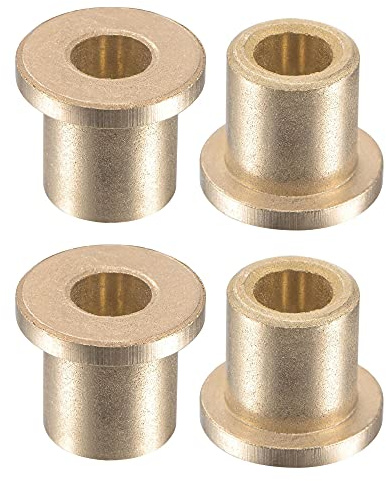 sourcing map Flange Sleeve Bearings 6mm Bore 10mm OD 12mm Length 14mm Flange Dia 2mm Flange Thickness Sintered Bronze Self-Lubricating Bushing 4pcs