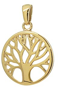 NKlaus Baum des Lebens Ø 14mm Kettenanhänger 585 14 Karat Gold gelbgold Lebensbaum 9586