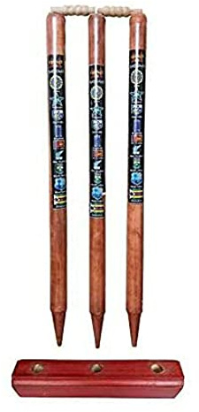 Kalindri Sports Cricket-Stump-Set (3 Holzstümpfe mit Bügel und Ständer)