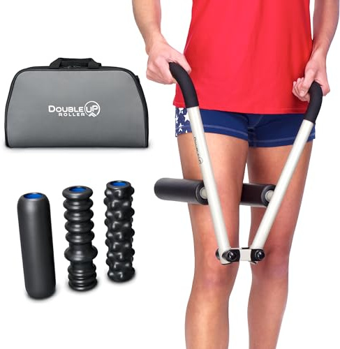 DoubleUP Roller Performance Kit - Weiß - Muskelmassagegerät mit Hebeldruckkontrolle und Schnellwechselrollen | Performance Kit mit 3X Hebeldruckkontrolle Mühelose Muskelentlastung für Quads, IT-Bänder, Oberschenkel, Waden und Arme