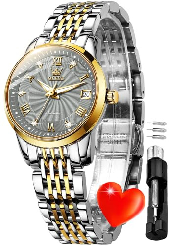 OLEVS Watches for Women Automatic Self Winding Ladies Diamond Classic Two Tone Stainless Steel Wrist Watch