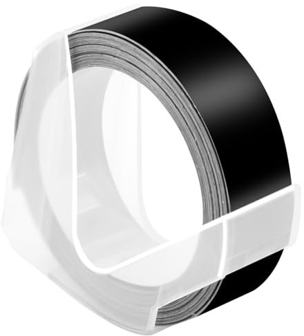 NineLeaf Kompatibel für Dymo S0898132 521209 3D Kunststoff Prägebändern 12mm x 3m Weiß auf Schwarz Etikettenband für Office Mate II 1540 154000 Organizer Xpress Pro 1575 1595 Beschriftungsgerät