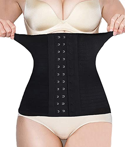 SURE YOU LIKE Waist Trainer Damen Cincher Korsett Unsichtbar Body Shaper Atmungsaktiv Bauchweg Korsage Figurenformend Tailletrainer(L, Schwarz)