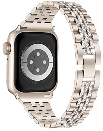 Missair Bracelet de rechange en métal compatible avec Apple Watch 40mm 38mm 41mm 44mm 42mm 45mm 46mm 49mm, Series 9 8 7 6 5 4 3 2 1 SE pour femme, bracelet de rechange en métal pour iWatch, lumière