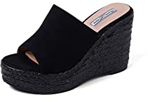QUEEN HELENA Zatteroni Sandali Alti Zeppe con Fascia Platform Donna ZM9444A (ZM9444C Nero, numeric_37)