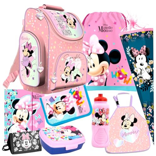 Minnie Maus Mouse 9 Teile Schulranzen Ranzen Federmappe Tasche Tornister Schultüte 85 cm Set mit Sticker-von-Kids4shop