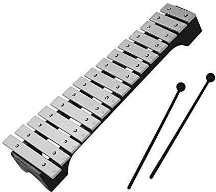 Btuty Xylophon mit 15 Noten Glockenspiel Holzsockel Aluminiumstangen mit Schlägel Musikinstrument mit Tragetasche