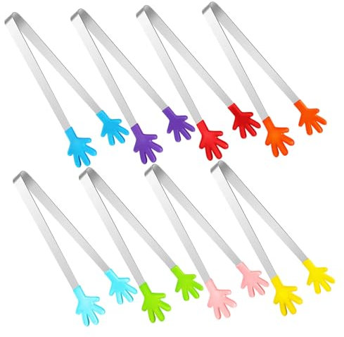 Mikinona 8 Stk Snack-clip Buffet-servierzange Eiswürfelzange Nudelzange Zange Küche Barkeeperzange Fingerstäbchen Zum Snacken Und Spielen Kinderzange Eisclip Edelstahl 304 Camping Büro