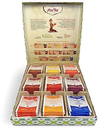 Yogi Tea, Scatola Di Selezione Variata, un regalo perfetto, 45 bustine di tè, una miscela di 9 varietà, Tè alle erbe, Chai e Tè speziato
