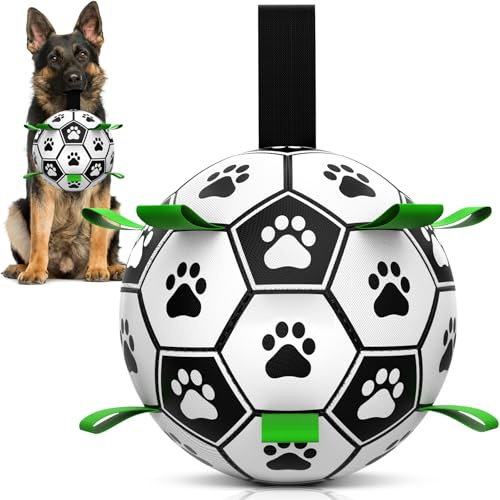 HETOO Hundeball Hundespielzeug Ball mit Seil Hundefußball (9 Zoll) | Interaktive Hunde Ball für Touring, Langlebig Hoher Sprung Schwimmende Ball für Hunde Geburtstagsgeschenke Indoor Outdoor
