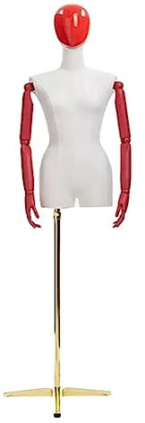 VNNHGB Galvanisierte Halbkörper, weibliches Modell, Schaufensterpuppenkörper, Halbkörper mit Metallsockel, höhenverstellbare Kleidungsmodelle (Rot+B)