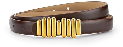 Meoky Frauen Gürtel Für Jeans Kleider Mode Gold Schnalle Damen Leder Taillengürtel 39in Gürtel Trendy,Braun,100cm