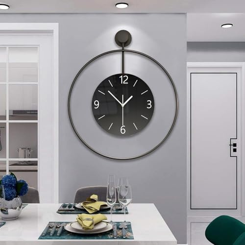 GERHWASH Große Moderne Wanduhr Ø 60cm - Ohne Tickgeräusche, Kein Aufbau Nötig - Für Wohnzimmer, Schlafzimmer & Büro mit Metallrahmen & Schwarzem Ziffernblatt (Batteriebetrieben)