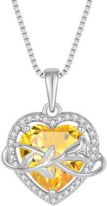 starchenie hjärta halsband damer 925 sterlingsilver födelsesten hänge kedja med ros blomma smycken gåvor för kvinnor mamma