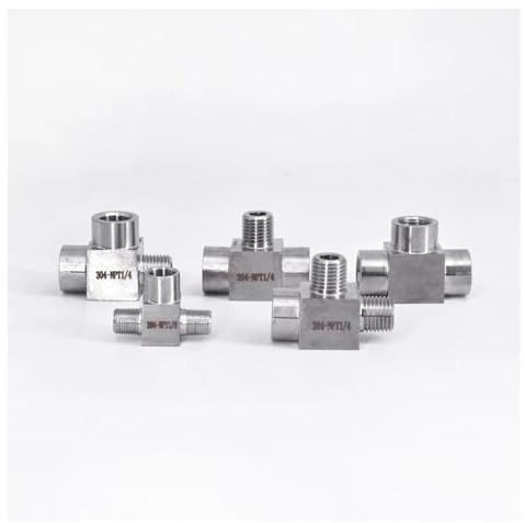 1PC 1/8 1/4 3/8 1/2 NPT Female Male Tee 3 Ways SS 304 Stainless Steel Pipe Fitting Connector Splitter Block High Pressure(BSP,Female-Female-Male_1/8)