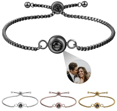 zyinoant Personalisiertes Projektions Armband mit Foto Individuelles Projektions Armband mit Bild innen Maßgeschneidertes Geschenk für Frauen Männer Jubiläum (Charme)