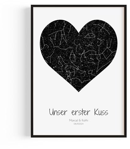 Sternenkarte Personalisierte Geschenke für Frauen Bild – Jahrestag Geschenk | Ideal als Jahrestag Geschenk für Ihn & Einzugsgeschenke für Sie – Partner & Couple Geschenke Freundin, Einzugsgeschenke Haus