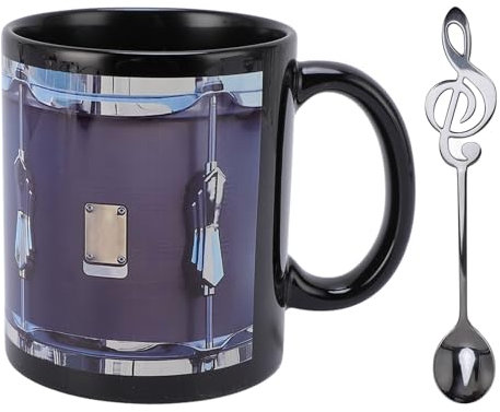 Pssopp Tazza da caffè in Vetro Vintage, Lavorazione Carina Tazza da caffè da 11 Oz con Cucchiaio Accessori da Bar per Latte Cappuccino (BLACK)