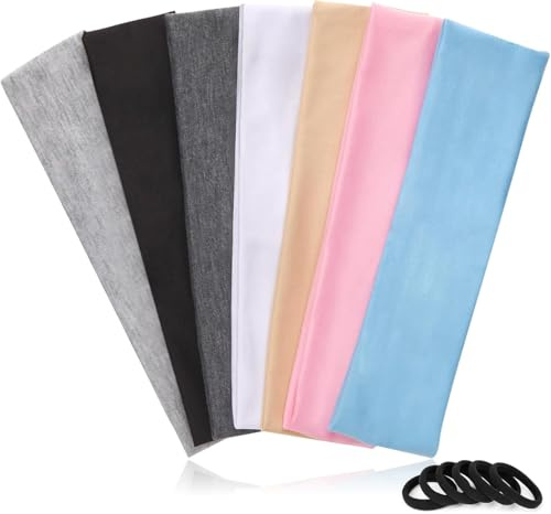Ceeyoll 7 Stück Stirnbänder für Damen, lastische Haarbänder, Stirnbänder Eeiches,Stirnband Damen Sport,Yoga Fitness Running Stirnbände,Haarband Schweiß Haarbäner Weiches Elastisch Haarreife Frauen.