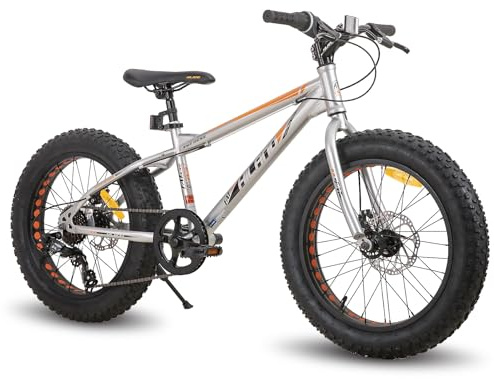 HILAND 20 Zoll Kinder Mountainbike, 7 Gang Fat Tires Mountainbike, Double Scheibenbremsen Kinder Fahrrad für Jungen Mädchen, Silber