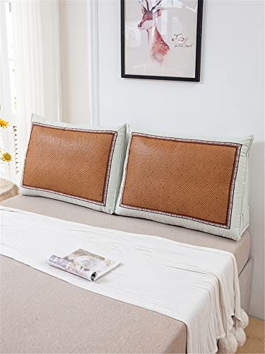 Dreieckiges Kopfteil, Lesekissen-Set, weiche Keil-Rückenlehne, Kissen für Bett, Sofa, Tagesbett, große Nackenrolle, Lendenkissen, Weiß, 120 cm (2 x 60 cm)