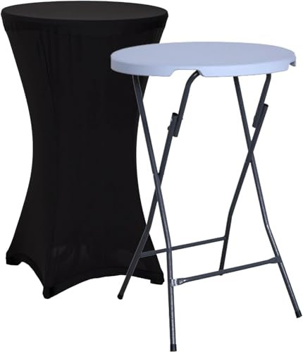 acamp Steh-Tisch klappbar 80 cm mit Husse in Schwarz | Outdoor-geeignet & wetterfest beschichtet | Bar-Tisch mit pflegeleichtem Stahlrohr-Gestell | Silber-Grau