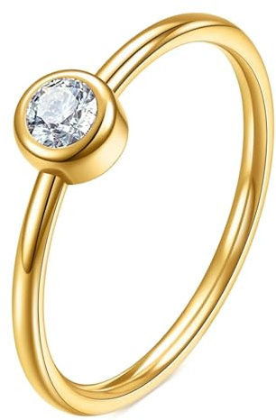 Calefee Kleine Ringe für Schmuck, Eheringe Edelstahl Verlobungsring Bandring Breit 2 mm mit Zirkonia, Größe 47 bis 72